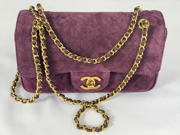Chanel 26B Burgundy Suede Souplissimo Rectangular Mini
