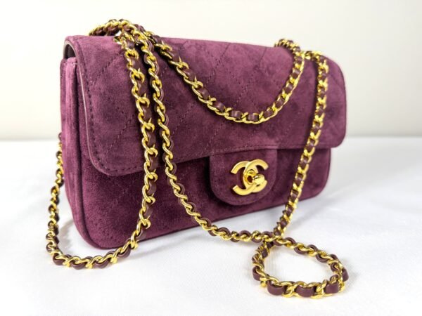 Chanel 26B Burgundy Suede Souplissimo Rectangular Mini