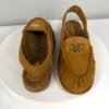 Chanel 26B Camel Suede Shearling Slingback Mules